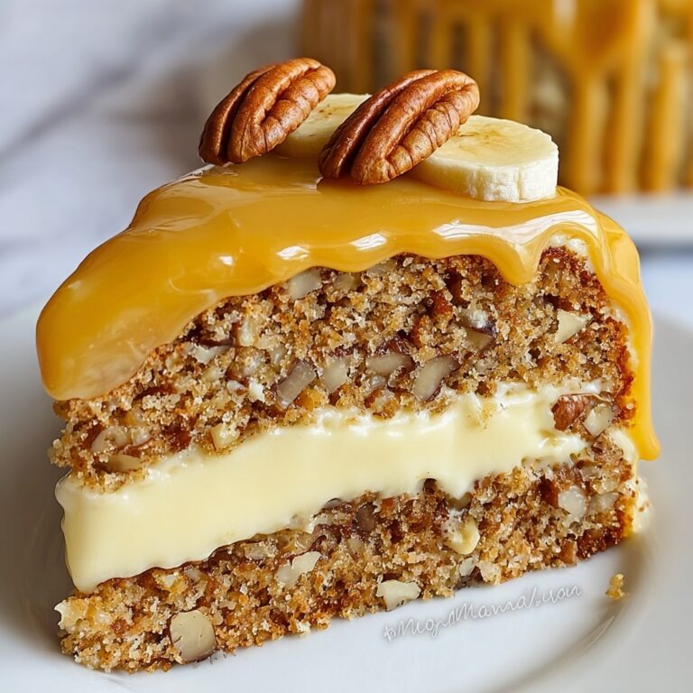 Decadent Caramel Banana Pecan Cake Recipe