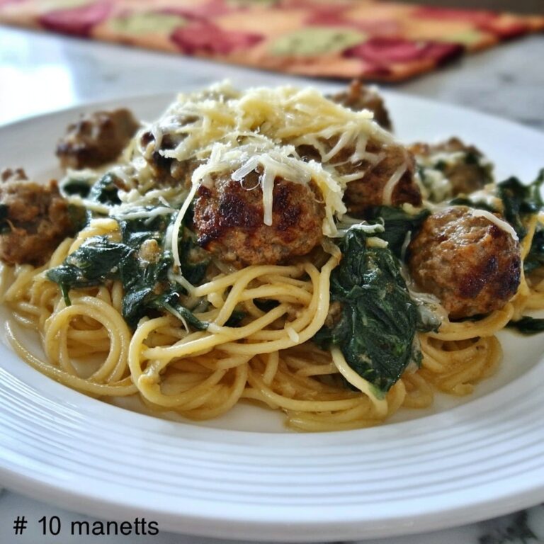 Garlic Butter Spaghetti with Cheesy Italian Sausage and Spinach Recipe